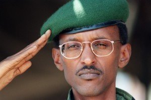 This file picture taken 20 July 1994 in Kigali shows then Rwandan vice-president President Paul Kagame, the Tutsi-led RPF (Rwandan Patriotic Front) commander saluting. Rwanda has filed a complaint with the UN's highest court over a French judge issuing arrest warrants against associates of President Paul Kagame, Rwandan officials told AFP 18 April 2007.  AFP PHOTO / FILES ALEXANDER JOE (Photo credit should read ALEXANDER JOE/AFP/Getty Images)